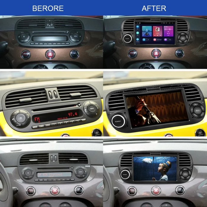 Navigatie Fiat 500 (2007-2014) cu Android 12, 2GB 64GB, Carplay și Android Auto Wi-fi, ecran 7 inch [4]