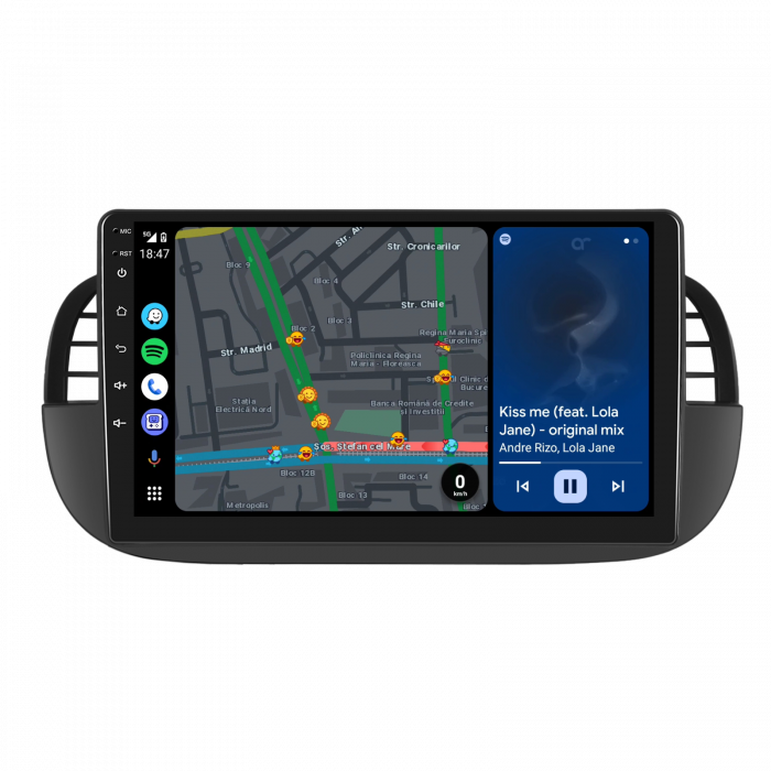 Navigatie FIAT 500 (2007-2015), Android 12, 8GB RAM 128GB, SLOT SIM 4G, DSP, Carplay si Android auto, ecran 9 inch [5]