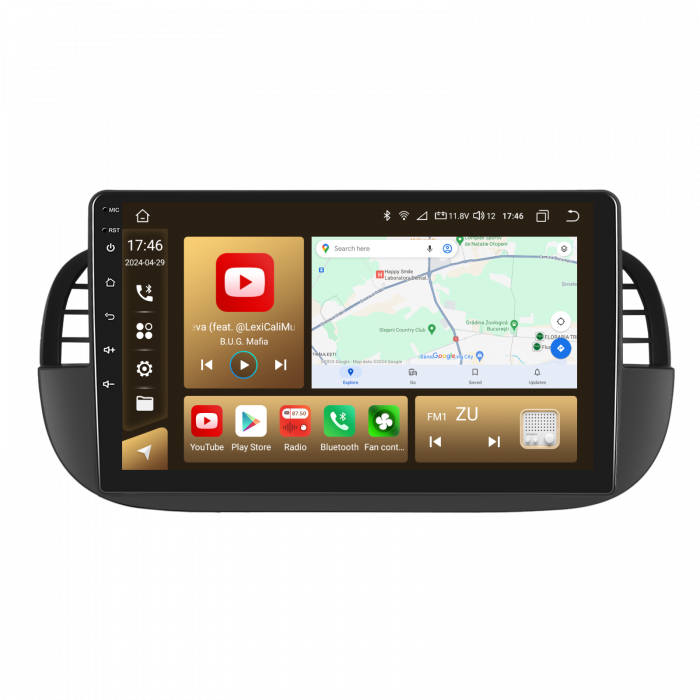 Navigatie FIAT 500 (2007-2015), Android 12, 8GB RAM 128GB, SLOT SIM 4G, DSP, Carplay si Android auto, ecran 9 inch [8]