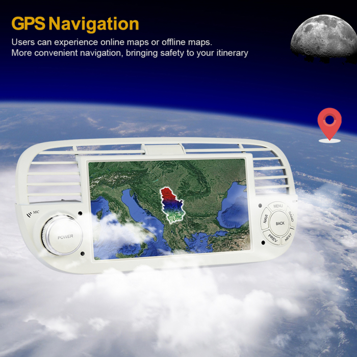 Navigatie Fiat 500 (2007-2015) cu Android 13, 2GB 64GB, Carplay și Android Auto Wi-fi, ecran 7 inch Rama Alba [4]