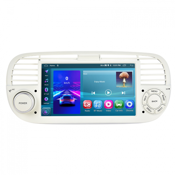 Navigatie Fiat 500 (2007-2015) cu Android 13, 2GB 64GB, Carplay și Android Auto Wi-fi, ecran 7 inch Rama Alba [5]