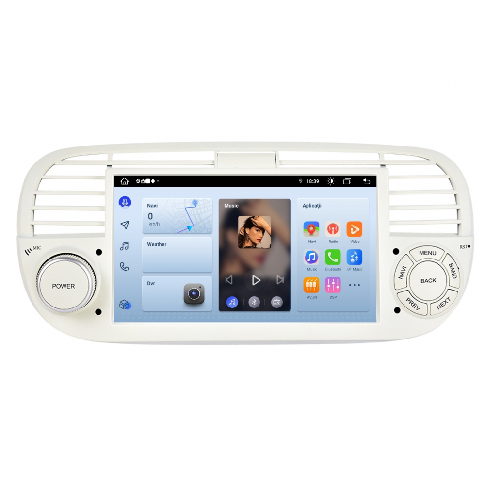 Navigatie Fiat 500 (2007-2015) cu Android 12, 2GB 32GB,SLOT SIM 4G, Carplay și Android Auto Wi-fi, ecran 7 inch Rama Alba [4]