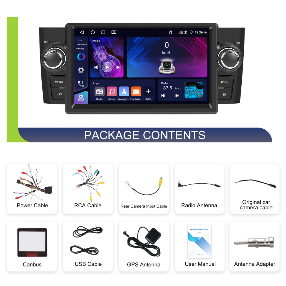 Navigație Android 15 Fiat Linea (2007-2012), 4GB RAM, 64GB, DSP, CarPlay, Android Auto, Ecran 7 [11]