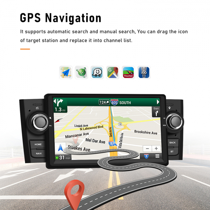 Navigatie Fiat Linea (2007-2012) cu Android 12 dedicata,ecran 7 inch, Waze, Youtube, google Maps [6]