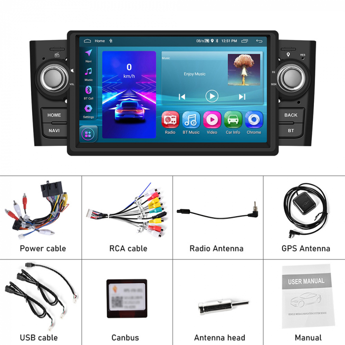Navigatie Fiat Linea (2007-2012) cu Android 12 dedicata,ecran 7 inch, Waze, Youtube, google Maps [12]