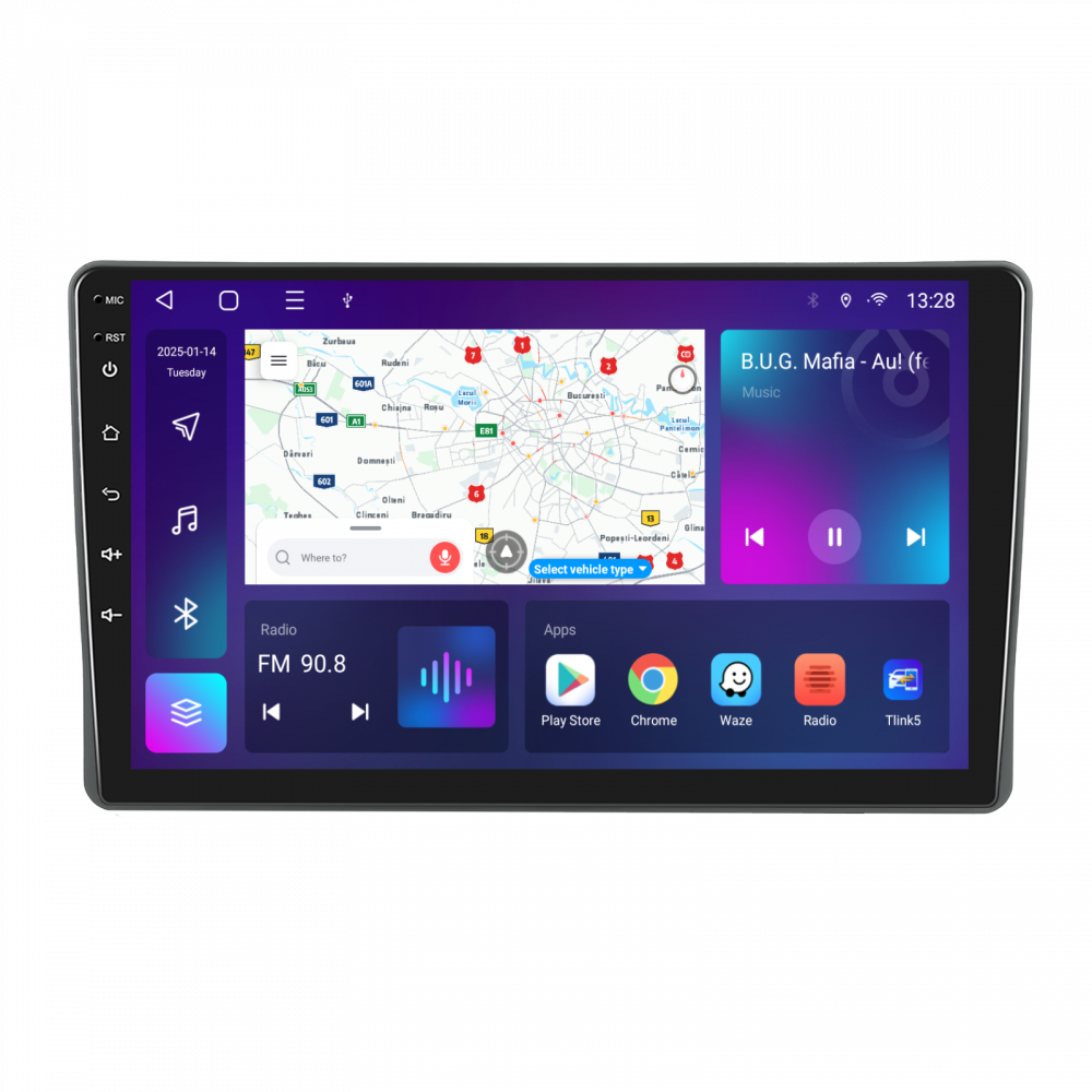 Navigatie Fiat Panda (2003-2012) cu Android, 4GB RAM 64GB ROM, cu SLOT SIM 4G, DSP, ecran 9 Inch,Carplay si Android Auto [1]