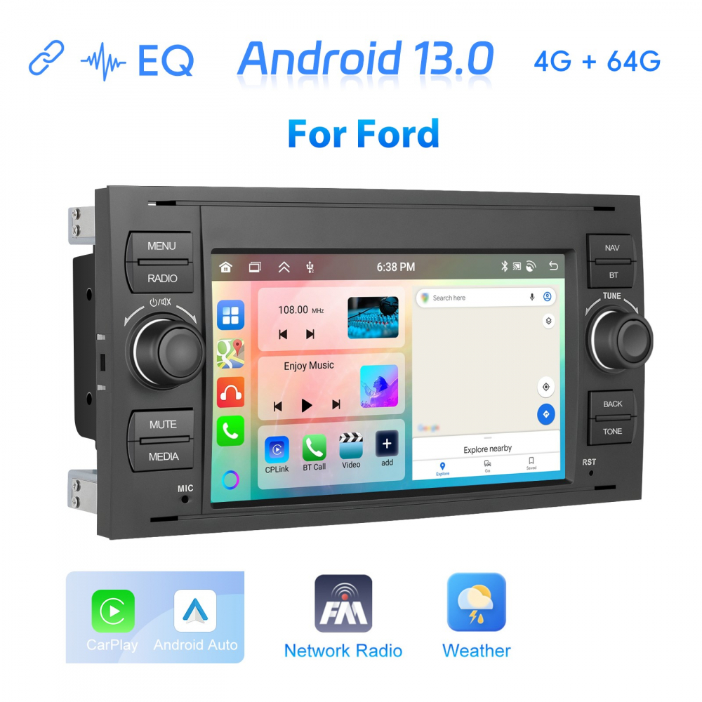 Navigatie Ford (2005-2014) cu Android, 4GB RAM 64GB, DSP,RDS, CarPlay si Android Auto Wireles Ecran de 7 Inch BK [3]