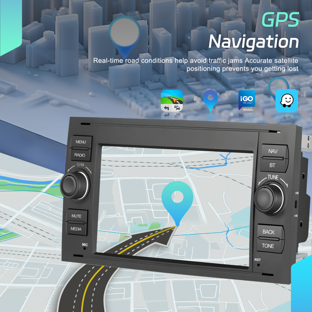 Navigatie Ford (2005-2014) cu Android, 4GB RAM 64GB, DSP,RDS, CarPlay si Android Auto Wireles Ecran de 7 Inch BK [9]