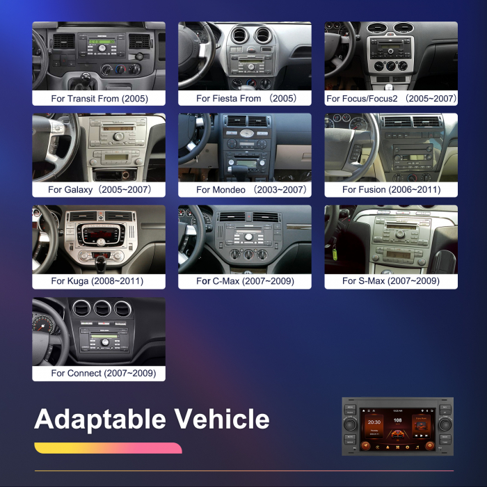 Navigatie Ford (2005-2014) cu Android 13, 2GB RAM 64GB, DSP,RDS, CarPlay si Android Auto Wireles Ecran de 7 Inch BK [2]