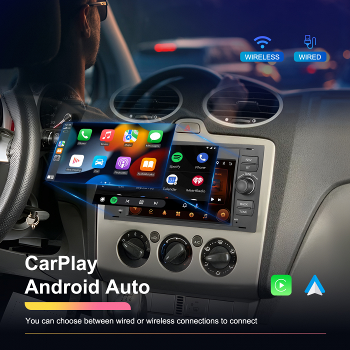 Navigatie Ford (2005-2014) cu Android 13, 2GB RAM 64GB, DSP,RDS, CarPlay si Android Auto Wireles Ecran de 7 Inch BK [6]