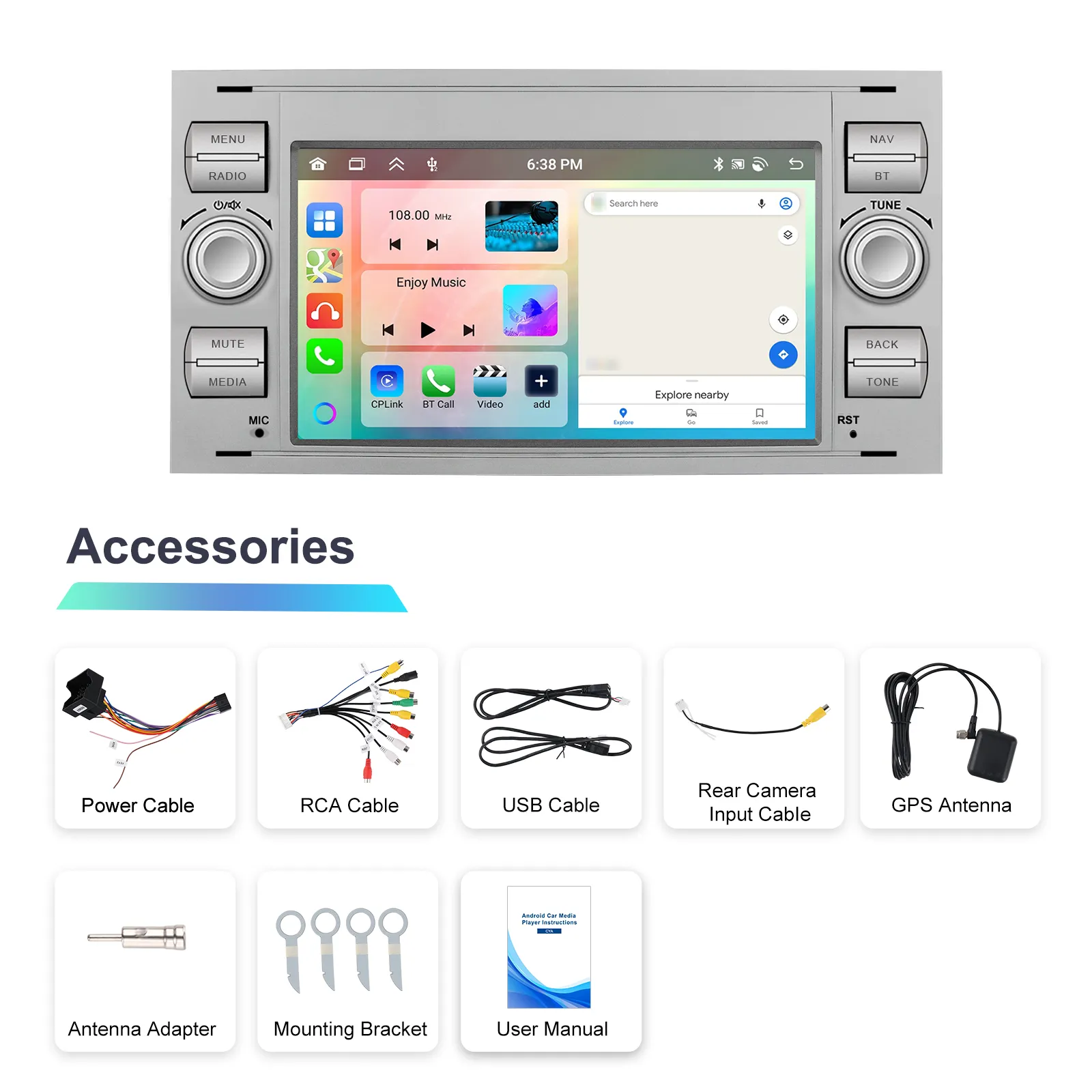 Navigatie Ford (2005-2014) cu Android, 4GB RAM 64GB, DSP,RDS, CarPlay si Android Auto Wireles Ecran de 7 Inch GR [10]