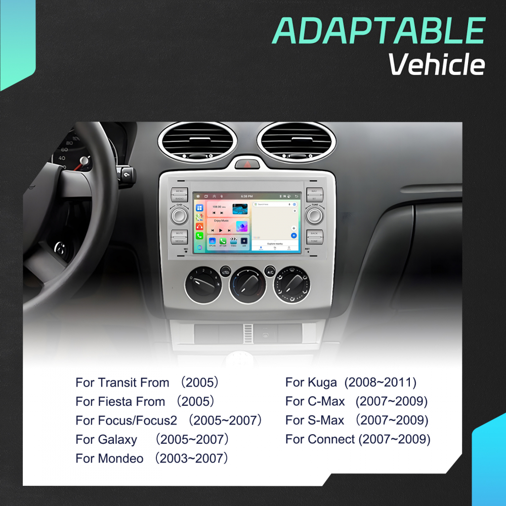Navigatie Ford (2005-2014) cu Android, 4GB RAM 64GB, DSP,RDS, CarPlay si Android Auto Wireles Ecran de 7 Inch GR [9]