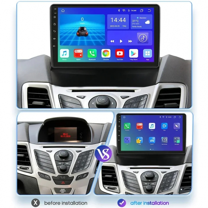 Navigatie Ford Fiesta (2008-2017), cu Android 12, 4 GB RAM 64 GB ROM DSP, 4G SIM, ecran 9 Inch,Carplay si Android Auto [3]
