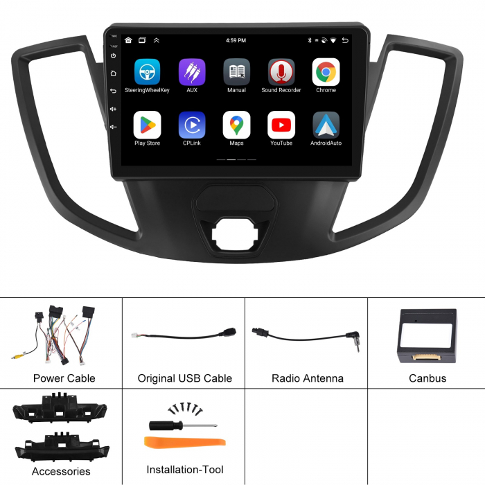 Navigatie Ford Transit (2014-2020), Android 13, 4GB RAM 64GB, DSP, Carplay si Android auto, ecran 9 inch [7]