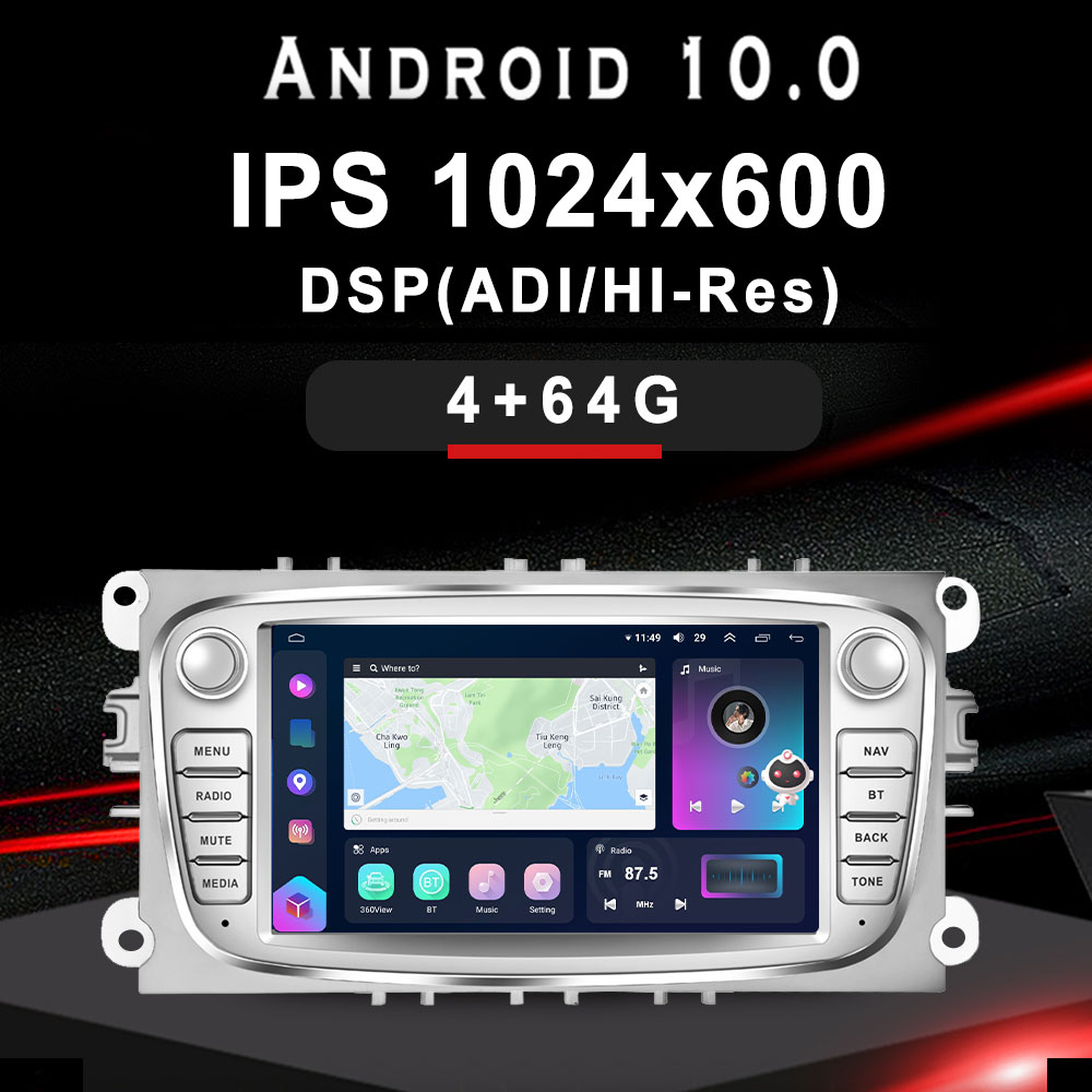 Navigatie Ford Focus 2,Kuga,S Max,Mondeo,C Max,cu Android 4+64 GB,Slot SIM 4G, Ecran de 7 Inch, CarPlay si Android Auto [2]