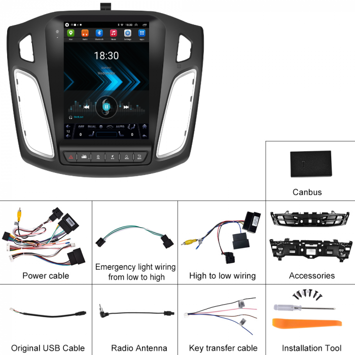 Navigatie Ford Focus (2012-2018) Tip Tesla, Android 12, 2GB 32GB, DSP, CarPlay si Android Auto, ecran 9,7 inch [9]