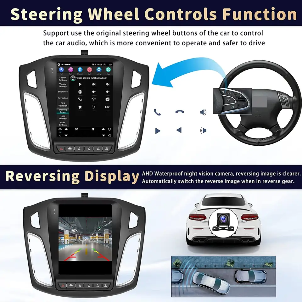 Navigatie Ford Focus (2012-2018) Tip Tesla, Android 12, 2GB 32GB, DSP, CarPlay si Android Auto, ecran 9,7 inch [6]