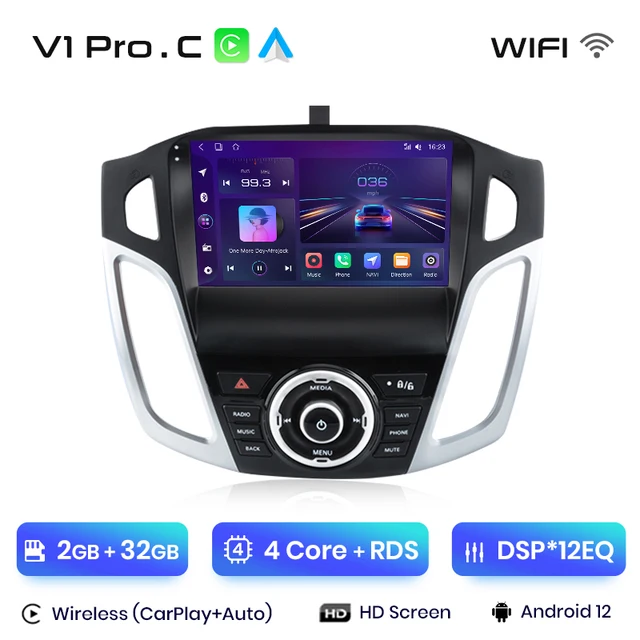 Navigatie Ford Focus (2012-2018) cu Android 12, 2GB RAM 32 GB ROM DSP, ecran 9 Inch,Carplay si Android Auto [2]