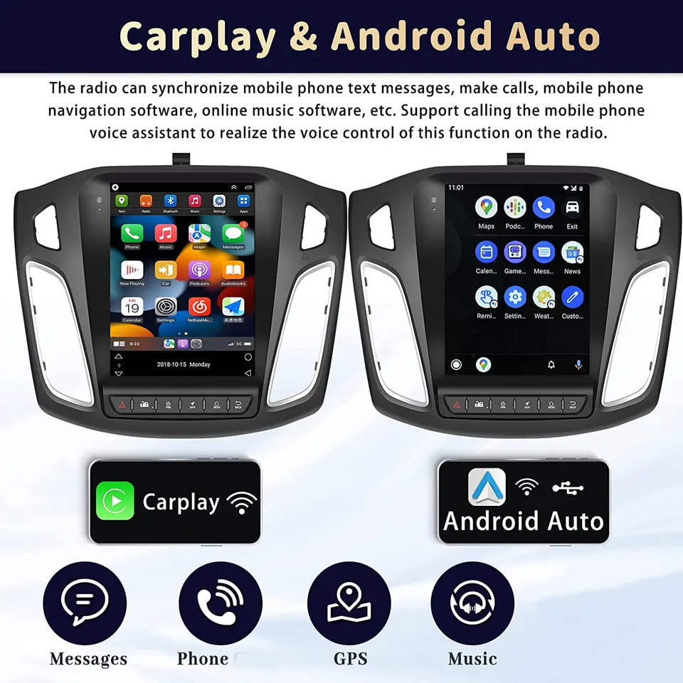 Navigatie Ford Focus (2012-2018) Tip Tesla, Android 12, 2GB 32GB, DSP, CarPlay si Android Auto, ecran 9,7 inch [2]