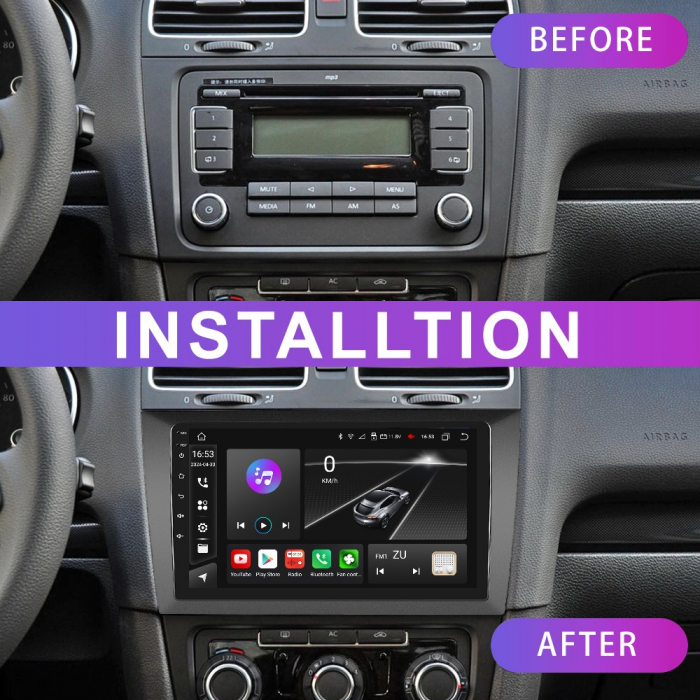 Navigatie Golf 6 (2009-2013), Android 12, 8GB RAM 128GB, SLOT SIM 4G, DSP, Carplay si Android auto, ecran 9 inch [5]