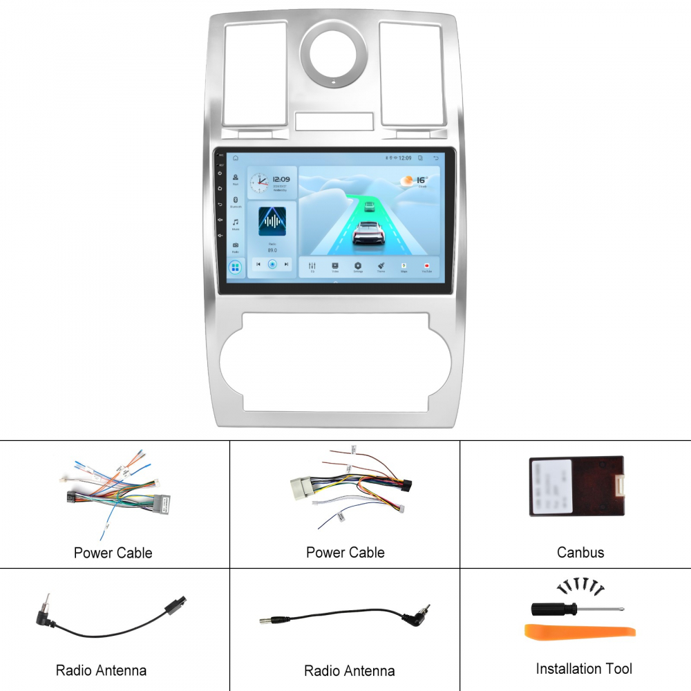 Navigatie CHRYSLER C300 2006, Android 12, 2K QLED, 4GB RAM 64GB,SLOT SIM 4G, DSP, Carplay si Android auto, ecran 9 inch [9]