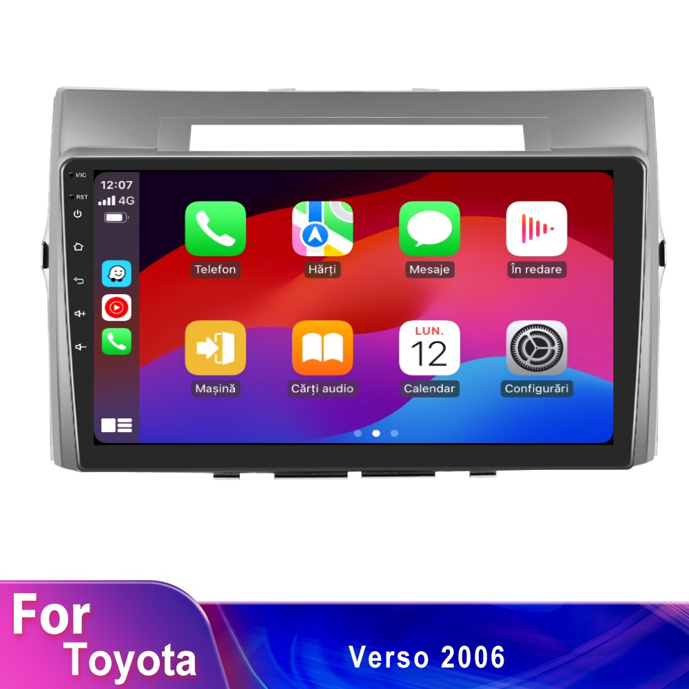 Navigație Toyota Verso (2004-2009) cu Android, 8GB RAM 128GB ROM, cu SLOT SIM 4G, DSP, ecran 9 Inch, Carplay si Android Auto [8]