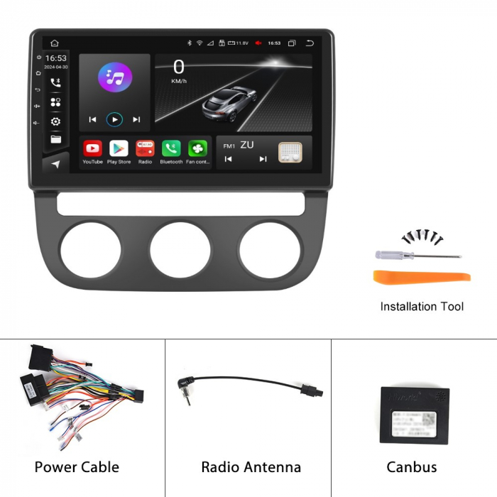 Navigatie Golf 5|Jetta (2004-2009) cu Android 12, 2GB RAM 32 GB ROM, DSP, CarPlay si Android Auto, ecran 10 inch [10]
