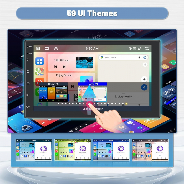 Navigatie GPS 2DIN Universala, Android 13 4GB RAM 64GB ROM, CarPlay si Android Auto WI-FI, Ecran 7 inch [5]