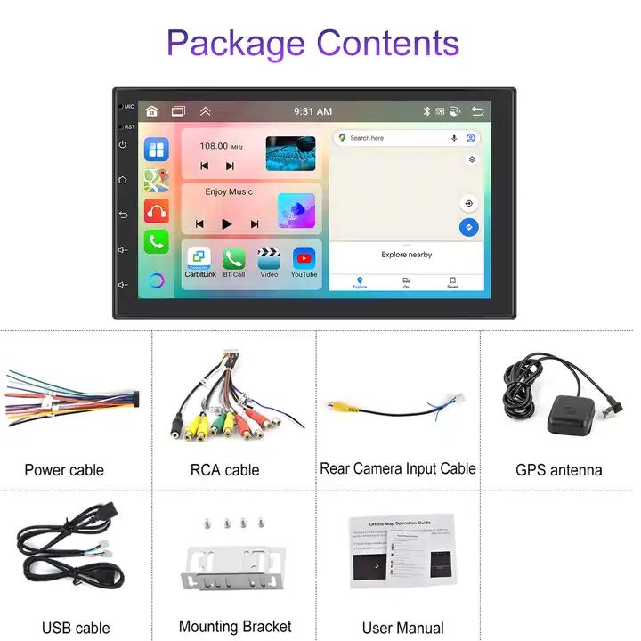 Navigatie GPS 2DIN Universala, Android 13 4GB RAM 64GB ROM, CarPlay si Android Auto WI-FI, Ecran 7 inch [11]