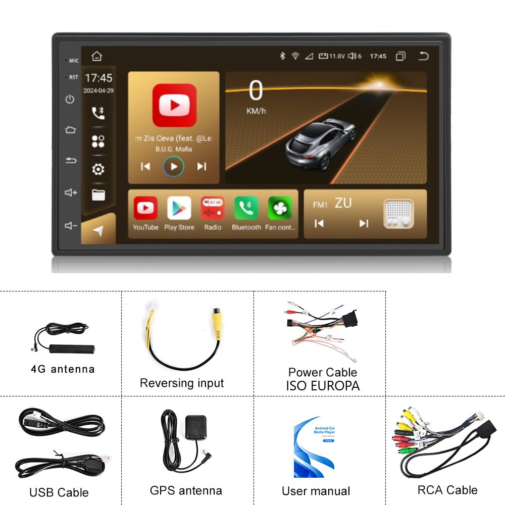 Navigatie Universala 2DIN Topway TS18A,4GB RAM 64GB ROM,SLOT SIM 4G, CarPlay si Android Auto WI-FI, Ecran 7 inch PREMIUM [14]
