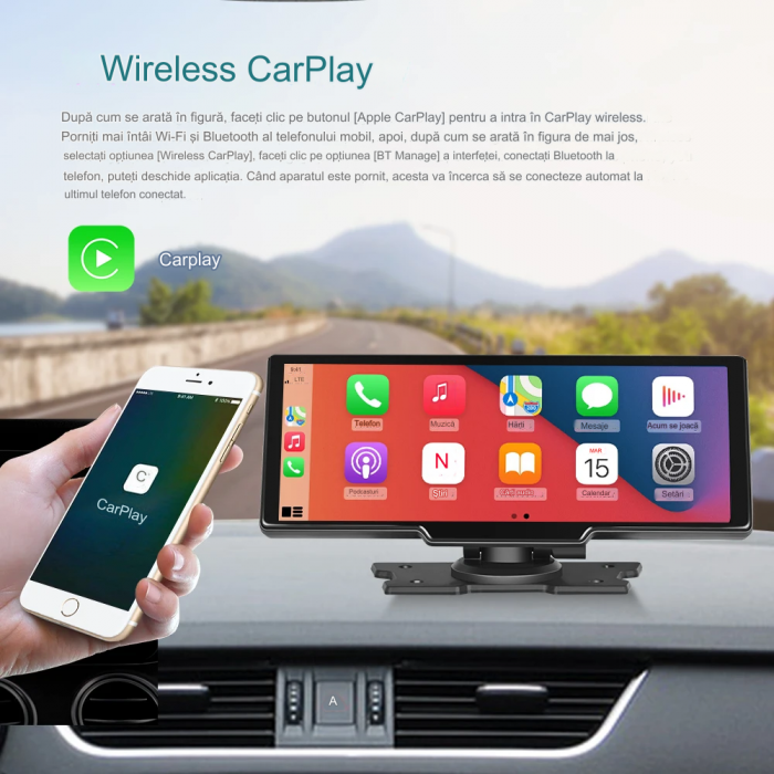 Navigatie GPS Portabil, Universal, CarPlay si Android Auto WI-FI, ecran tactil HD 10.26 inch [11]