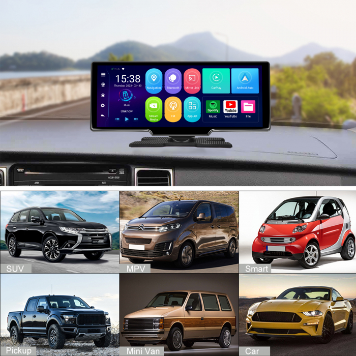 Navigatie cu Android 13, 2GB+32GB, GPS Portabil, Universal, CarPlay si Android Auto WI-FI, ecran tactil HD 10.26 inch [20]