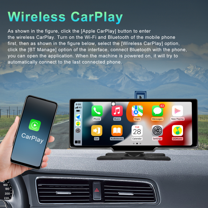 Navigatie cu Android 13, 2GB+32GB, GPS Portabil, Universal, CarPlay si Android Auto WI-FI, ecran tactil HD 10.26 inch [7]