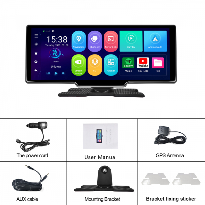 Navigatie cu Android 13, 2GB+32GB, GPS Portabil, Universal, CarPlay si Android Auto WI-FI, ecran tactil HD 10.26 inch [10]