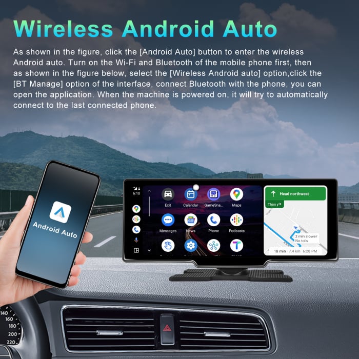 Navigatie cu Android 13, 2GB+32GB, GPS Portabil, Universal, CarPlay si Android Auto WI-FI, ecran tactil HD 10.26 inch [6]
