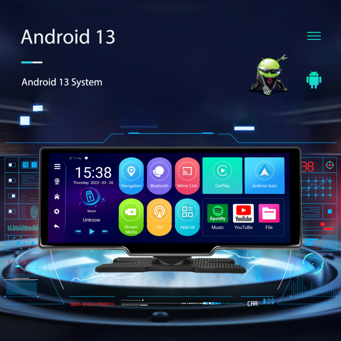 Navigatie cu Android 13, 2GB+32GB, GPS Portabil, Universal, CarPlay si Android Auto WI-FI, ecran tactil HD 10.26 inch [21]