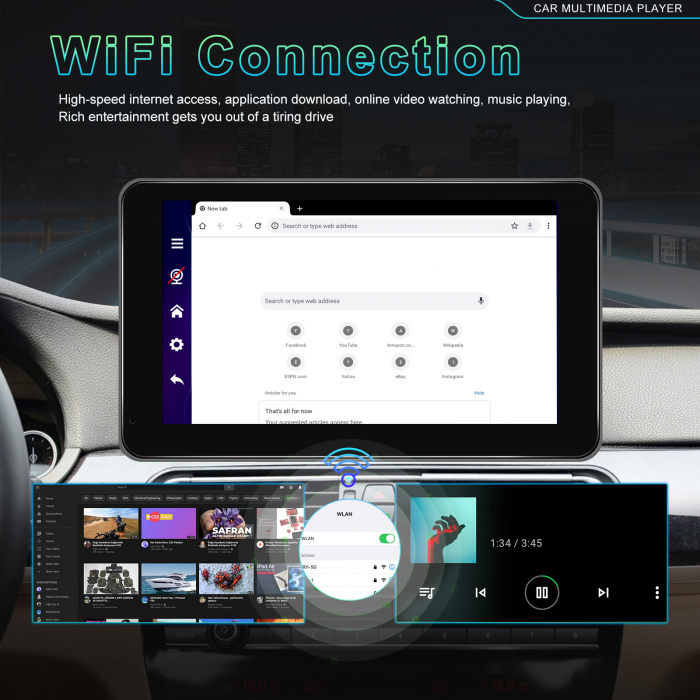 Navigatie cu Android 13, 2GB+32GB, GPS Portabil, Universal, CarPlay si Android Auto WI-FI, ecran tactil HD 10.26 inch [25]