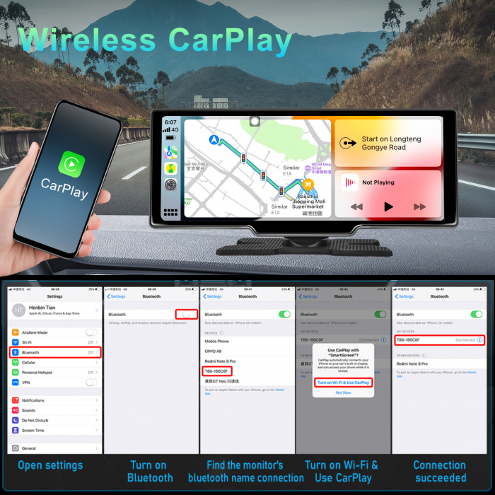 Navigatie cu Android 13, 2GB+32GB, GPS Portabil, Universal, CarPlay si Android Auto WI-FI, ecran tactil HD 10.26 inch [9]