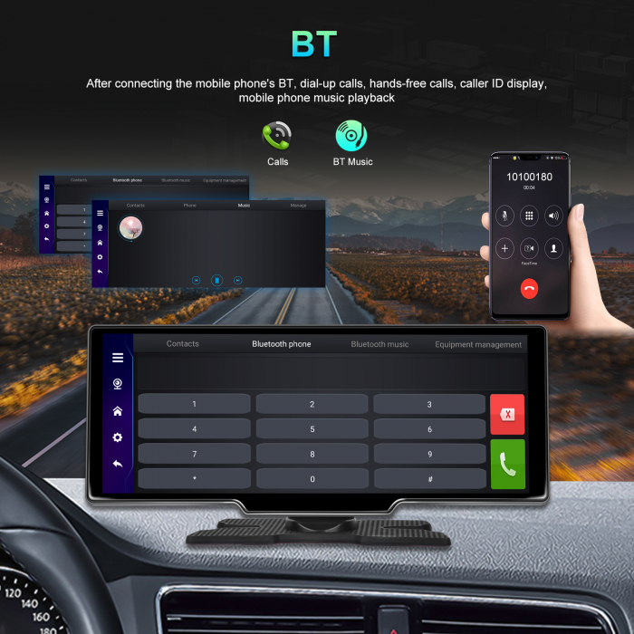 Navigatie cu Android 13, 2GB+32GB, GPS Portabil, Universal, CarPlay si Android Auto WI-FI, ecran tactil HD 10.26 inch [18]
