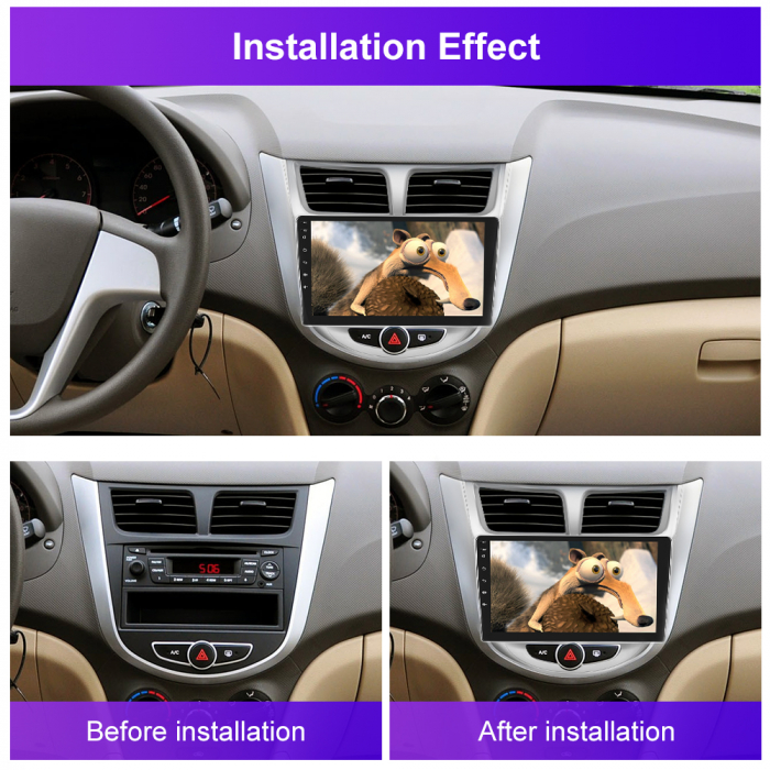 Navigatie Hyundai Accent (2010-2016), Android 12, 2GB RAM 32GB, DSP, Carplay si Android auto, ecran 9 inch [2]