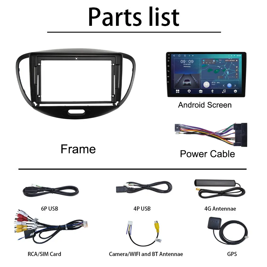 Navigatie Hyundai i10 (2007-2013) cu Android 12, 8GB RAM 128GB ROM, DSP, SIM 4G, Carplay si Android Auto, ecran 9 inch [12]