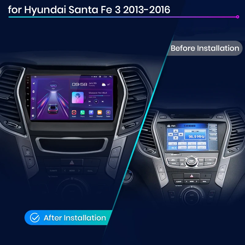 Navigatie Hyundai Santa Fe 3 IX45 (2013-2016) cu Android 12 ecran 9 Inch, 4GB RAM 64 GB ROM,DSP, Carplay si Android Auto [3]