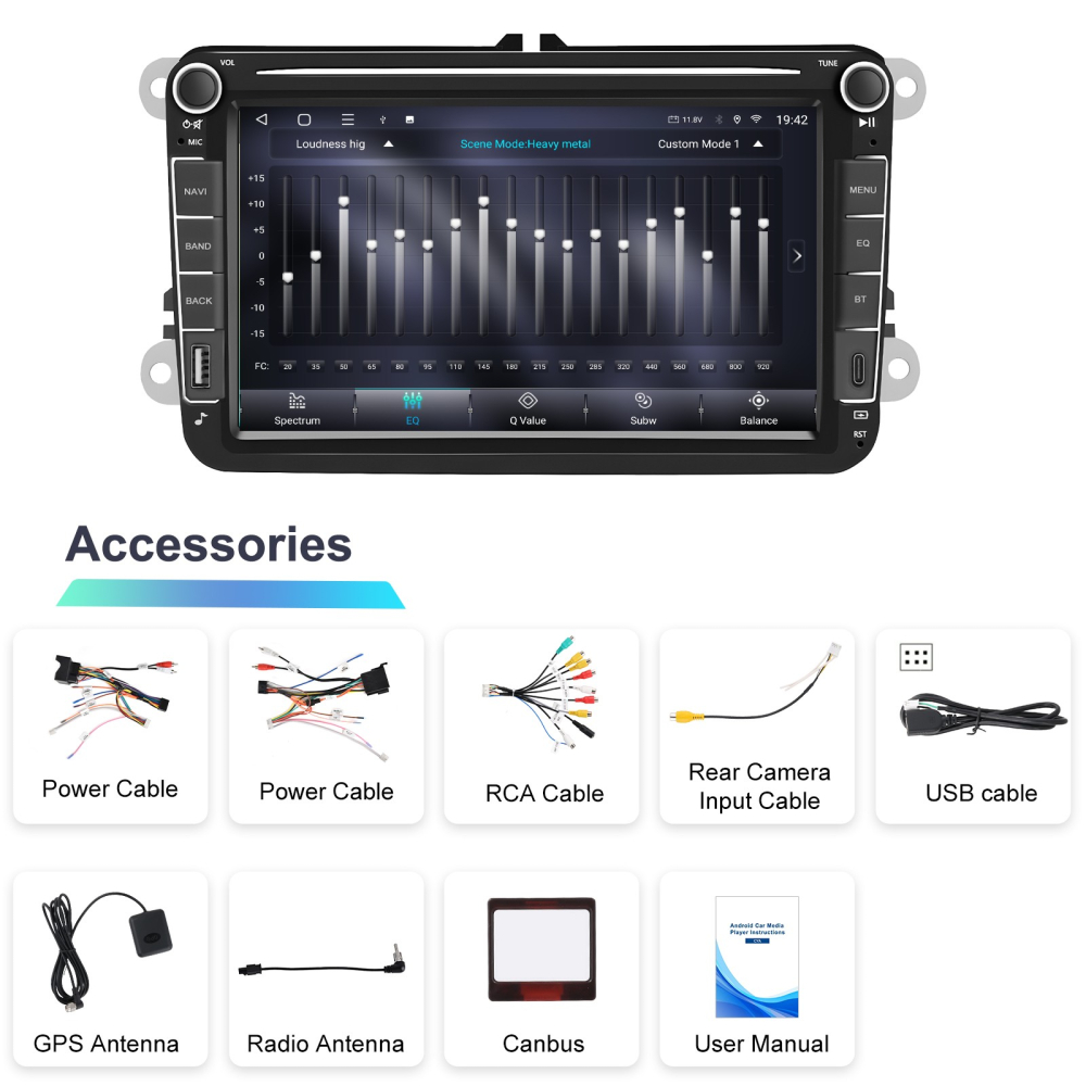 Navigatie  Android 4GB RAM 64GB, Volkswagen|Skoda|Seat cu, CarPlay Wireles Ecran de 8 Inch, dedicata Golf 5, Golf 6, Jetta, Passat B6, CC, B7, Polo, Tiguan, Touran, Skoda, Seat [7]