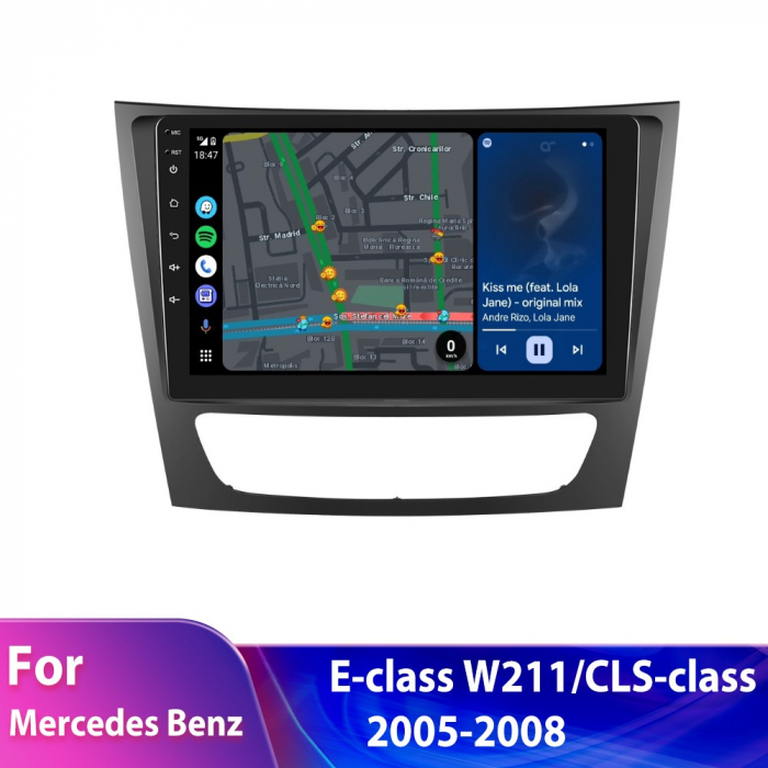 Navigatie Mercedes-Benz E-class W211/CLS-class (2005-2008), Android 12, 8GB RAM 128GB, SIM 4G, DSP, Carplay si Android auto, ecran 9 inch [4]