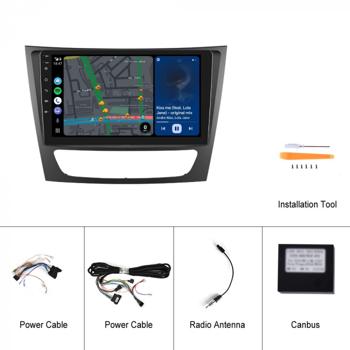 Navigatie Mercedes-Benz E-class W211/CLS-class (2005-2008), Android 12, 4GB RAM 64GB, SIM 4G, DSP, Carplay si Android auto, ecran 9 inch [10]