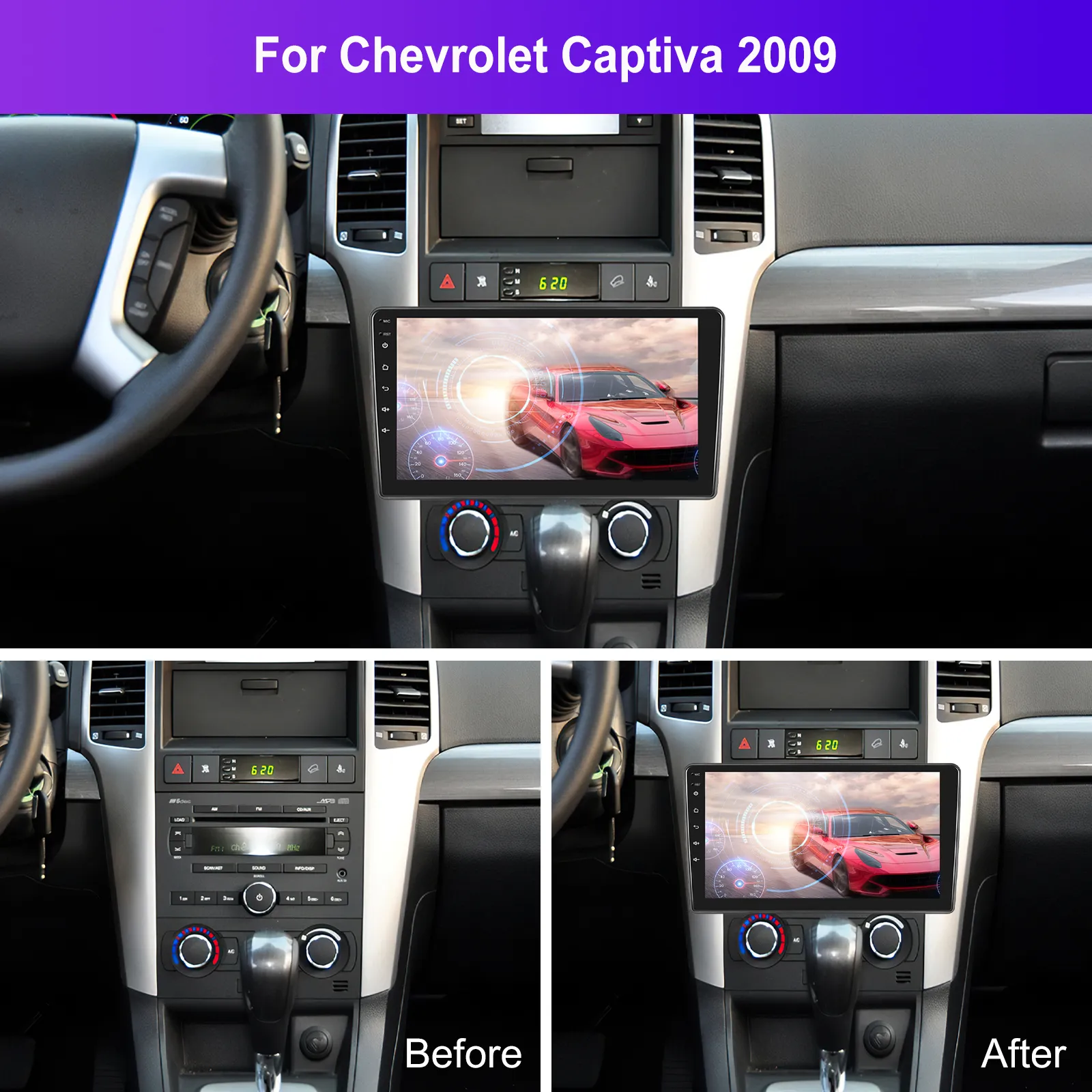 Navigatie Chevrolet Aveo|Captiva|Epica (2006-2011), Android 12, 2GB RAM 32GB, DSP, Carplay si Android auto, ecran 9 inch [2]
