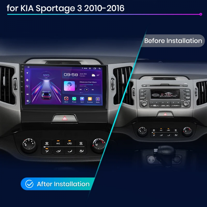 Navigatie Kia Sportage (2010-2016), cu Android 12, 2GB 32GB, CarPlay si Android Auto, DSP, WIFI, ecran 9 Inch [3]