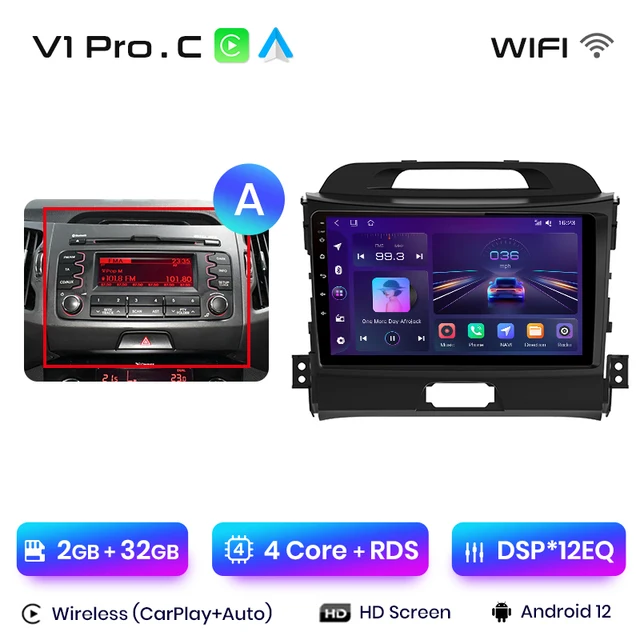 Navigatie Kia Sportage (2010-2016), cu Android 12, 2GB 32GB, CarPlay si Android Auto, DSP, WIFI, ecran 9 Inch [2]