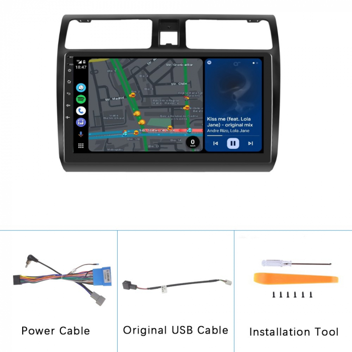 Navigatie Suzuki Swift (2005-2010), Android 12, 4GB RAM 64GB, SIM 4G, DSP, Carplay si Android auto, ecran 10.1 inch [5]