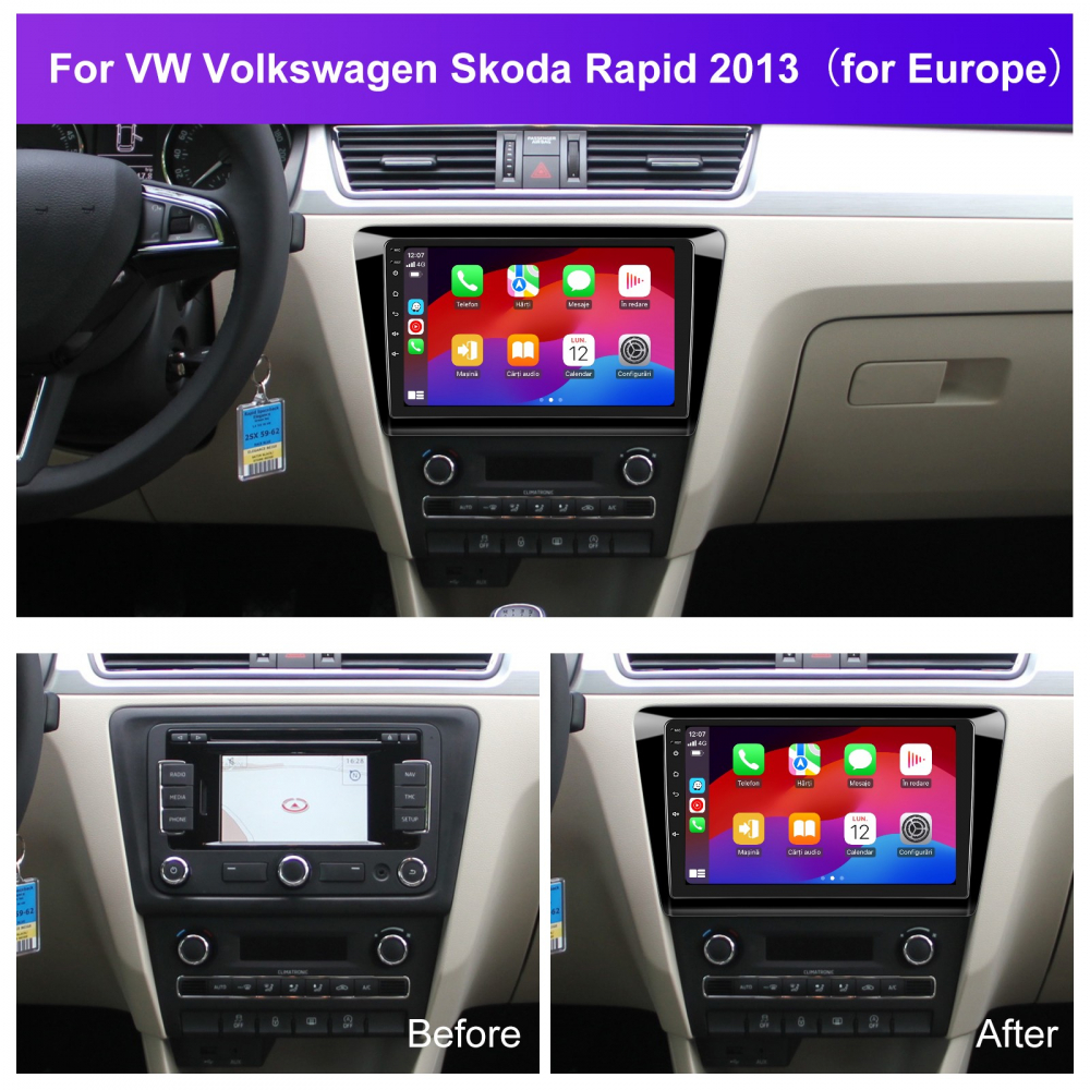 Navigatie Skoda Rapid  Seat Toldeo (2012–2019) cu Android, 4GB RAM 64GB ROM, DSP, ecran 9 Inch,Carplay si Android Auto [4]